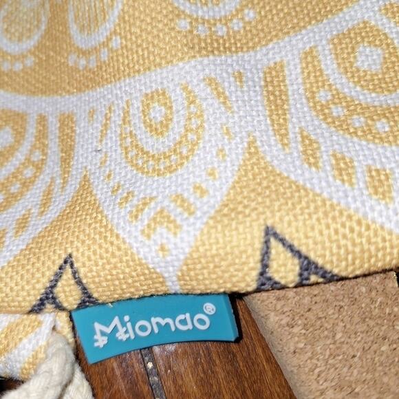 Miamao Drawstring Bag Yellow, Black, White Backpack, Beach Bag Boho Festival - Picture 5 of 6